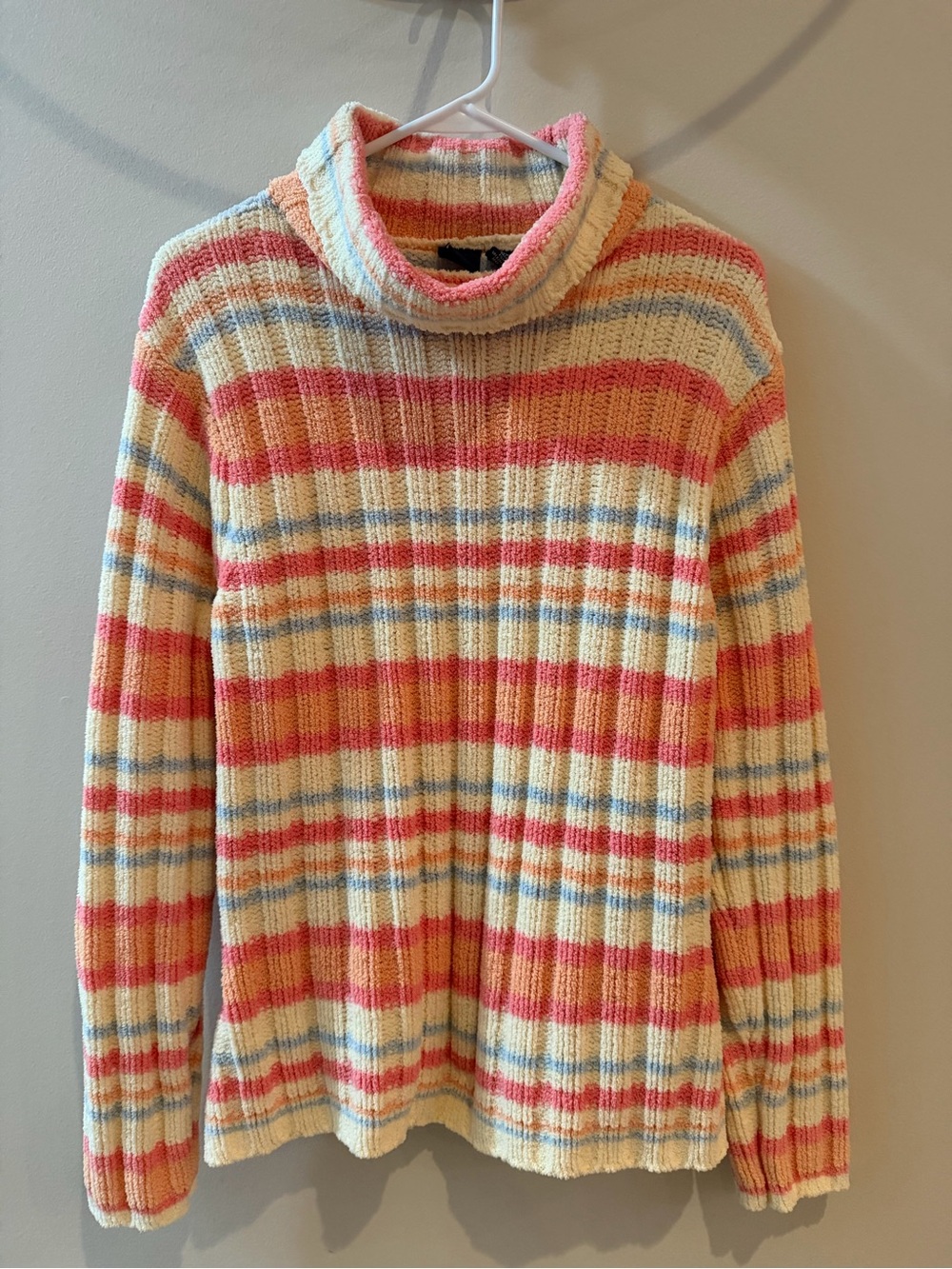 Vintage Basic Additions Striped Chenille Turtleneck Sweater